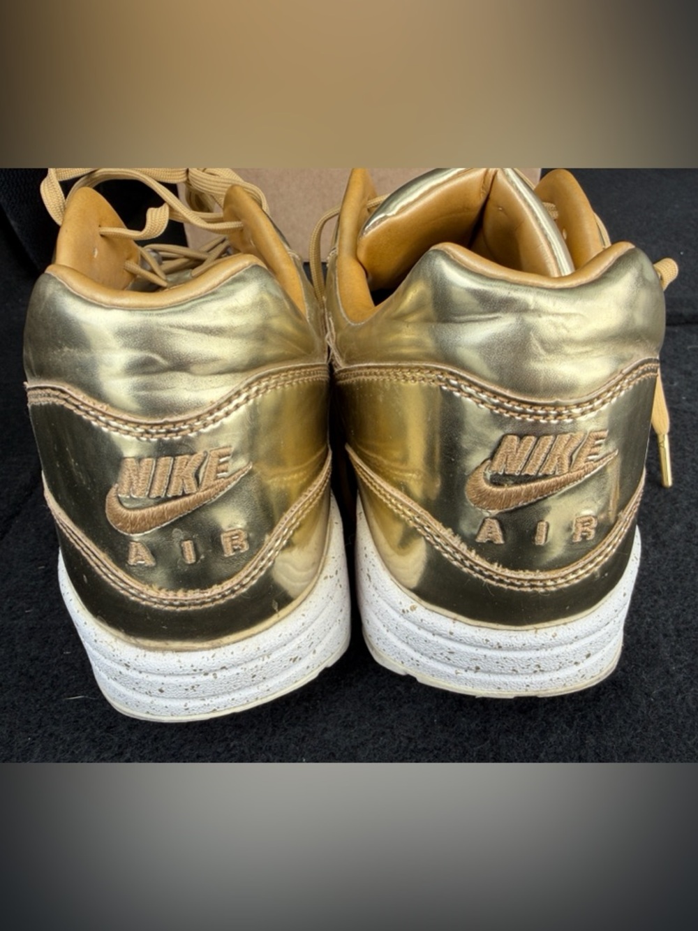 Nike iD Air Max 1 Liquid Gold Ladies Sneakers, Size 10 - Picture 5 of 12